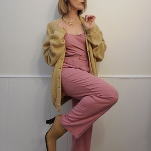 VINTAGE Blush Pink 3-Piece Linen Suit Set